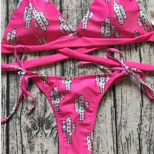 New Cactus Print Thong Bikini